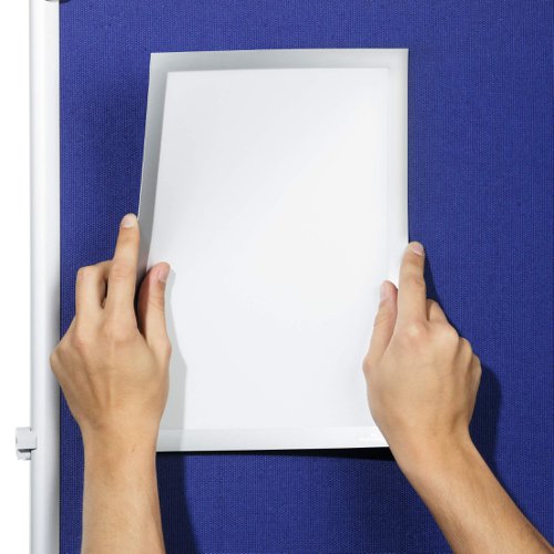 The original fold-back frame. DURAFRAME GRIP is ideal for displaying documents on textile surfaces. The inserts can be quickly exchanged thanks to the unique magnetic fold-back design.The hook and loop attachment on the reverse of the frame makes it perfect for displaying documents on fabric surfaces such as textile panels, partition walls and acoustic panels.The frames can be removed without causing any damage or leaving any residue.