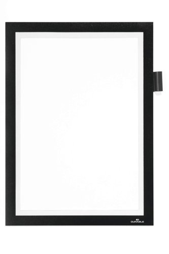 Durable DURAFRAME NOTE Self-Adhesive Sign & Document Holder with Magnetic Frame and Universal Pen Holder  A4 Black - 499301