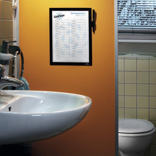 Durable DURAFRAME NOTE Self-Adhesive Sign & Document Holder with Magnetic Frame and Universal Pen Holder  A4 Black - 499301 Durable (UK) Ltd