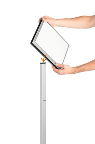 Durable INFO STAND OUTDOOR Stainless Steel Floor Sign - A3 Display Panel - Grey  502957