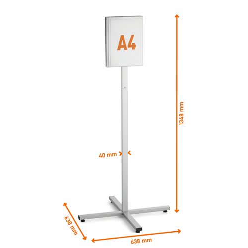 Durable INFO STAND OUTDOOR Stainless Steel Floor Sign - A4 Display Panel - Grey  502057