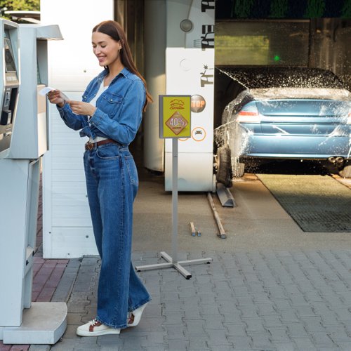 Durable INFO STAND OUTDOOR Stainless Steel Floor Sign - A4 Display Panel - Grey  502057