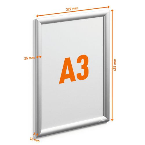 Durable Outdoor Snap Frame Weatherproof Poster Holder Notice Board - A3 Silver