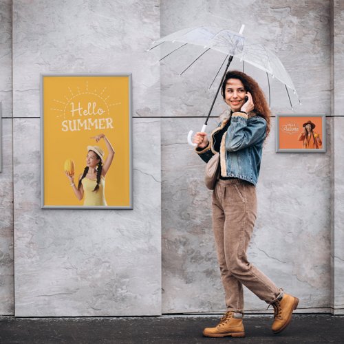 Durable Outdoor Snap Frame Weatherproof Poster Holder Notice Board - A2 Silver