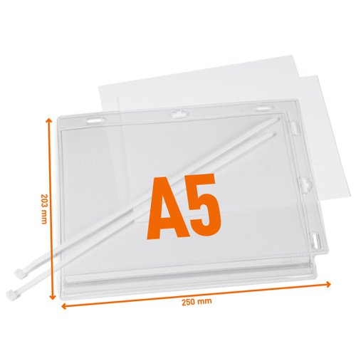 Durable Water Resistant UV Anti-Reflective Cable Tie Pockets - 5 Pack - A5 Clear  505919