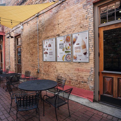 Durable Outdoor Snap Frame Weatherproof Poster Holder Notice Board - A1 Silver