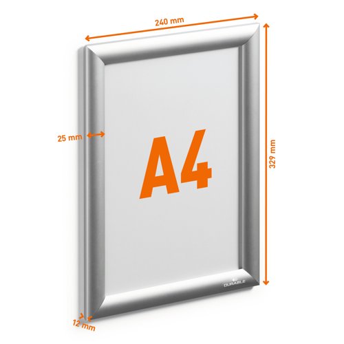 Durable Outdoor Snap Frame Weatherproof Poster Holder Notice Board - A4 Silver
