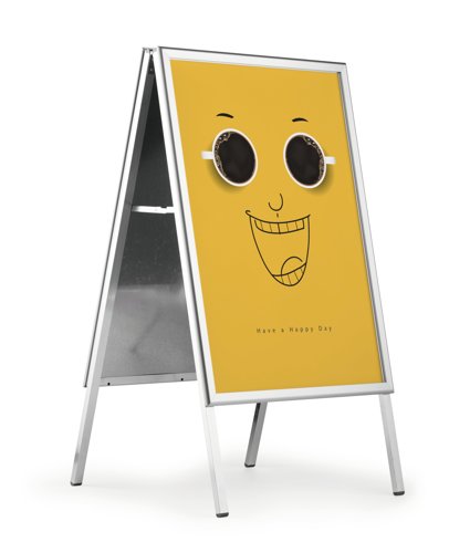 Durable A Board Foldable Pavement Sign Double Sided Snap Frame Stand - A1 Silver