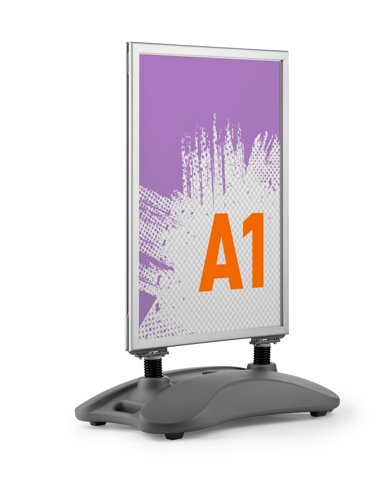 Durable Pavement Sign Heavy Water Base Double Sided Snap Frame Stand - A1 Silver