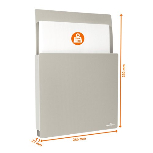 Durable Info Box Self Adhesive Document File Holder Wall Display - A4 Grey  507210