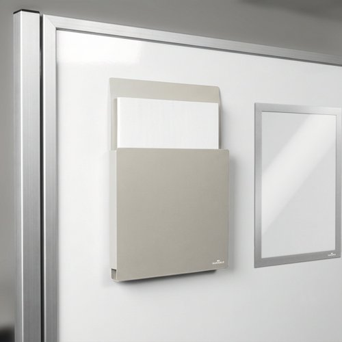 Durable Info Box Magnetic Document File Holder for Metal & Whiteboards - A4 Grey  507310