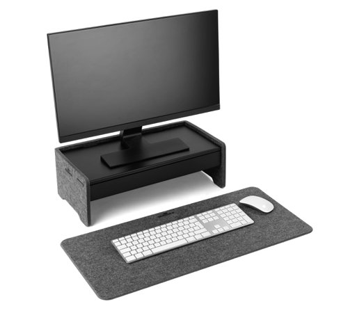 Durable EFFECT Felt Monitor Riser Stand with Ergonomic Height-Adjustable Shelf - 508158 Laptop / Monitor Risers 48208DR