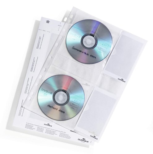 Durable CD/DVD Pockets - Double Sided Wallet Index for 4 Disks - 5 Pack - A4
