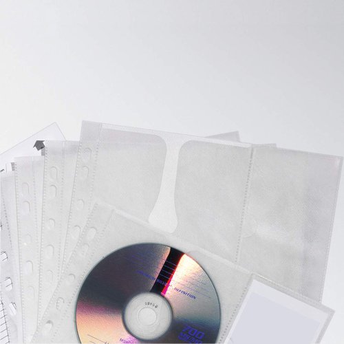 Durable CD/DVD Pockets - Double Sided Wallet Index for 4 Disks - 5 Pack - A4  522219