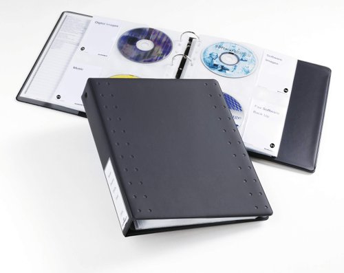 Durable CD/DVD Index Ring Binder for 40 Disks & Labels - A4 Dark Grey