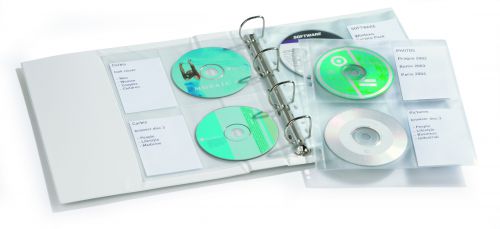 10 pockets for 4 CD's / DVD's. With space for individual index sheet or booklet. Universal punching.