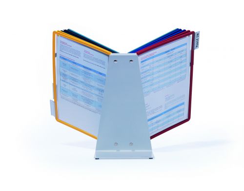 Durable VARIO Display Panel Desk Unit for A4 Documents 10 Panels with Labelling Tabs Assorted Colours - 557000