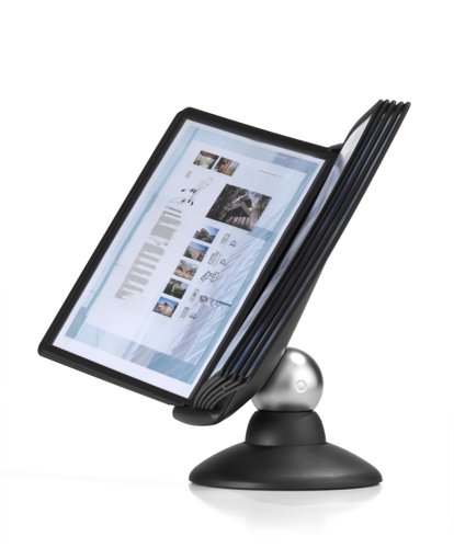 Durable SHERPA MOTION 360 Degree Desk Display Panel Stand - 10 Panels - A4 Black