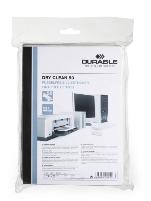 Durable Dry Clean Wipes 50 Pack of 50