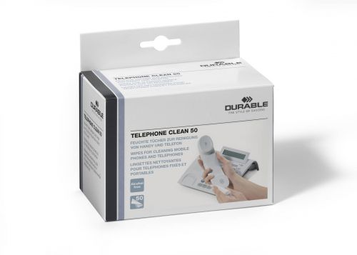 Durable Telephone Cleaning Wipes Biodegradable Individually Wrapped (Pack 50) - 578502
