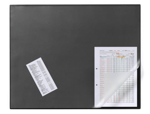 Durable Desk Mat with Clear Overlay 65 x 52cm Black - Pack of 5