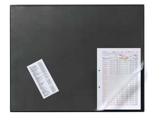 Durable Desk Mat with Clear Overlay 650 x 520mm Black 7203/01