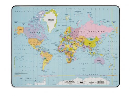 Durable Desk Mat with World Map 53 x 40cm - Pack of 5