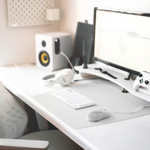 Durable ARTWORK Overlay Desk Mat with Clear Anti-Glare Cover - 5 Pack - Grey