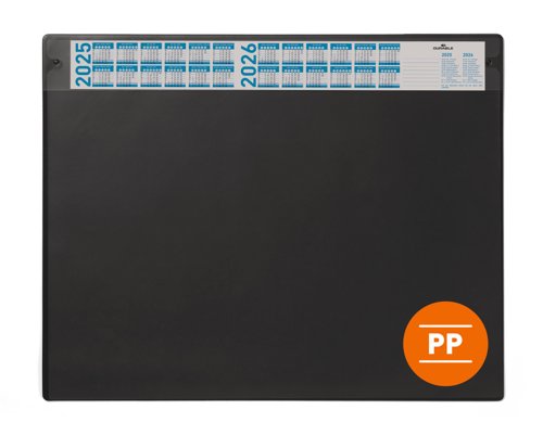 Durable Calendar Desk Mat Clear Overlay Notes Protector Pad - 65x48 cm - Black
