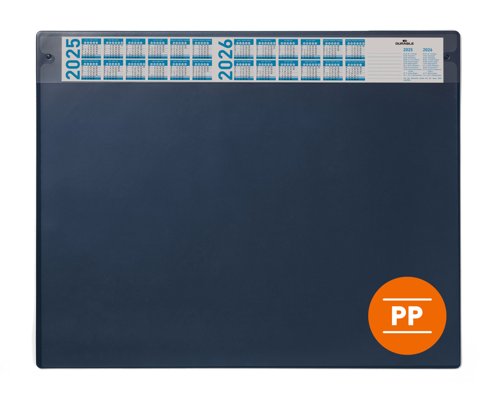 Durable Calendar Desk Mat Clear Overlay Notes Protector Pad - 65x48 cm - Blue
