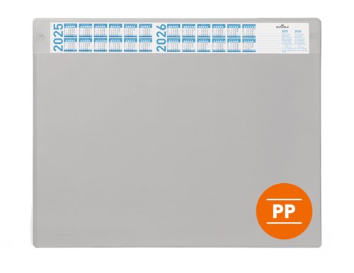 Durable Calendar Desk Mat Clear Overlay Notes Protector Pad - 65x48 cm - Grey