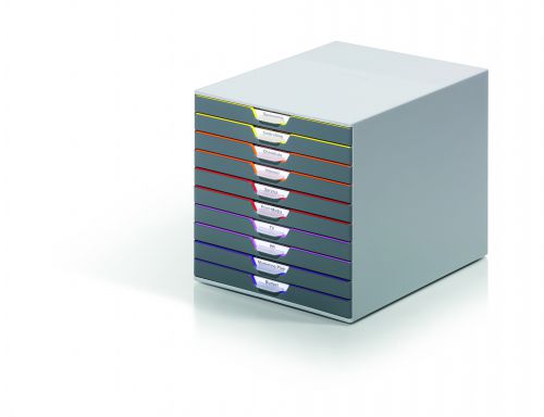 Durable VARICOLOR 10 Drawer Unit Desktop Drawer Set with 10 Colour Coded Drawers and Label Inserts - 761027