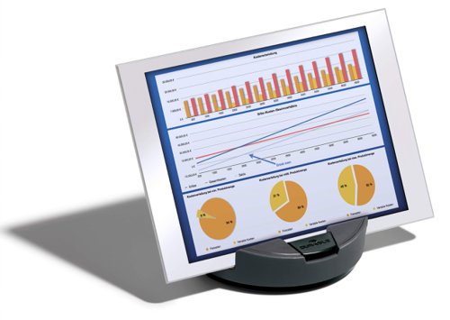 A unique innovative base for tablets and phones from 7 - 13 inches. Devices can be laid flat on top or positioned in the slot for portrait or landscape viewing.Featuring smooth 360° rotation, ideal for meetings, cooking or media consumption. Simply press the button to lock the tablet in place. Rubber pads on the bottom of the tablet base ensure stability.Dimensions: 145 x 59 mm (W x H)Built and designed in Germany