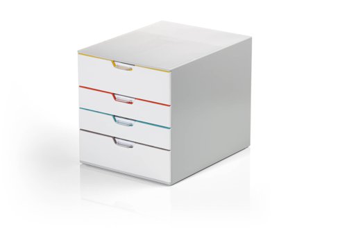 Durable VARICOLOR MIX 4 Drawer Unit Desktop Drawer Set with 4 Colour Coded Drawers - 762427  13824DR