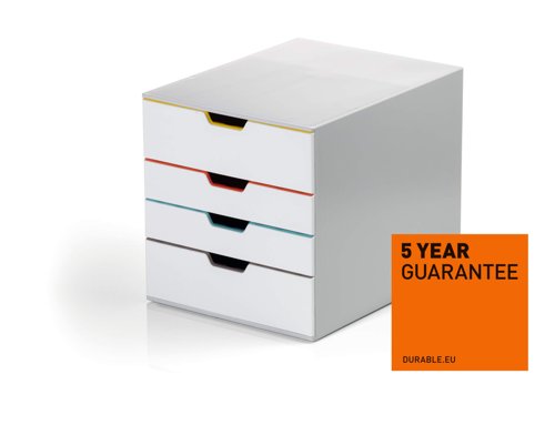 Durable VARICOLOR MIX 4 Drawer Unit Desktop Drawer Set with 4 Colour Coded Drawers - 762427
