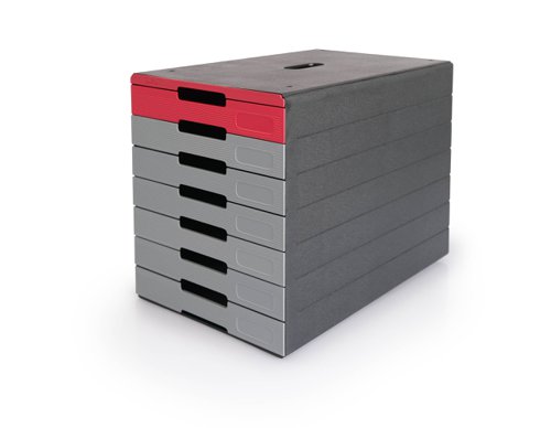 Durable IDEALBOX ECO 7 Drawer Recycled Plastic File Storage Organiser 1 Pack Red