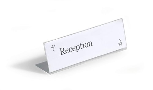 Durable Clear Acrylic Table Place Name Holders and Inserts - 10 Pack - 61x210mm
