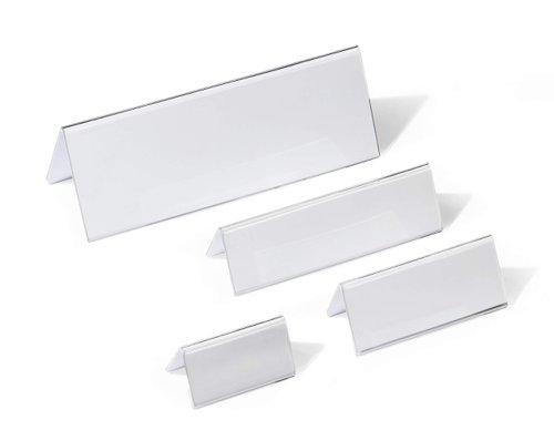 Durable Clear Acrylic Table Place Name Holders and Inserts - 10 Pack - 61x210mm  803419