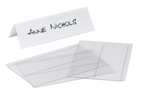 Durable Clear Plastic Table Place Name Holders and Inserts - 10 Pack - 61x210mm