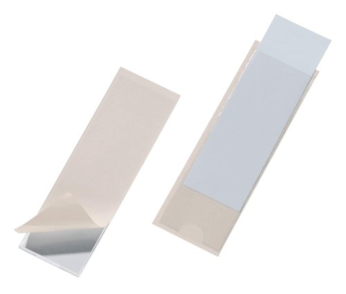 Durable POCKETFIX Self-Adhesive Clear Label Sleeve Pockets - 10 Pack - 125x40mm