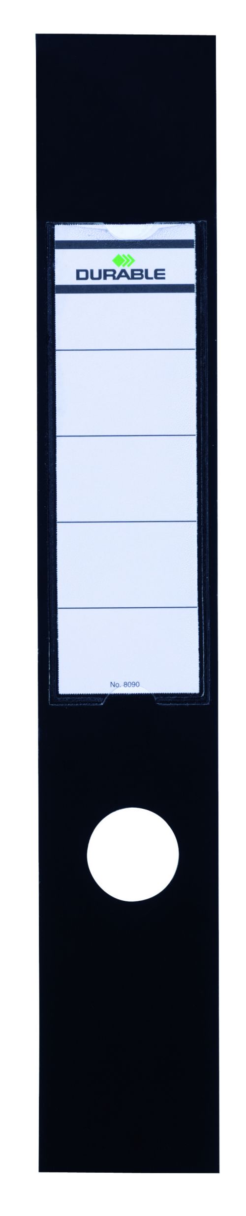Durable Ordofix Lever Arch File Spine Label PVC 60x390mm Black (Pack 10) - 809001