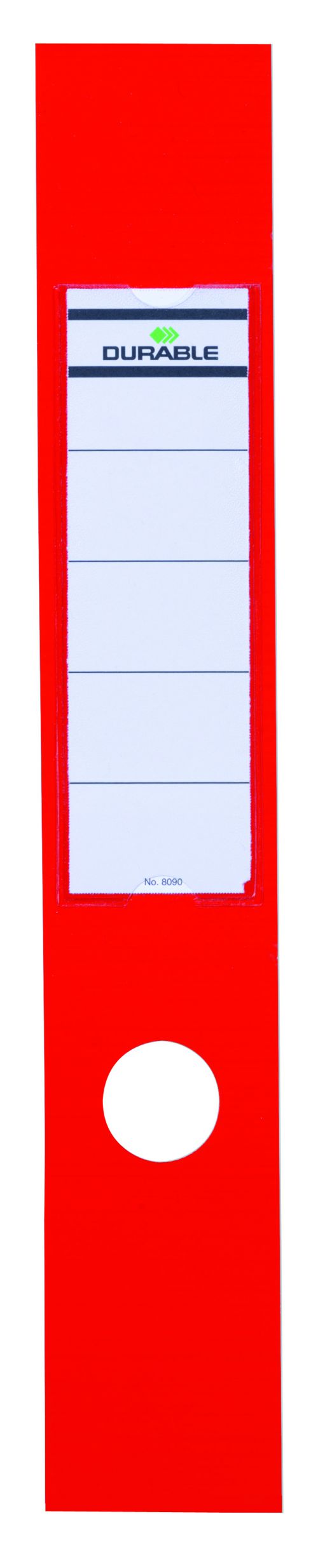 Durable Ordofix Lever Arch File Spine Label PVC 60x390mm Red (Pack 10) - 809003