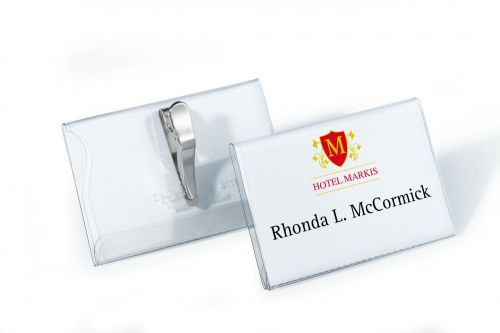 Durable Name Badges with Crocodile Clip 54x90mm 8111 [Pack 25]
