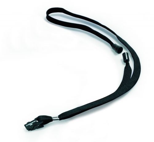 Durable Textile Lanyard Black 10mm with Safety Release - Pack of 10