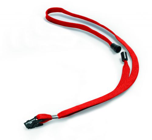 Durable Textile Lanyard Red 10mm with Safety Release Pack of 10