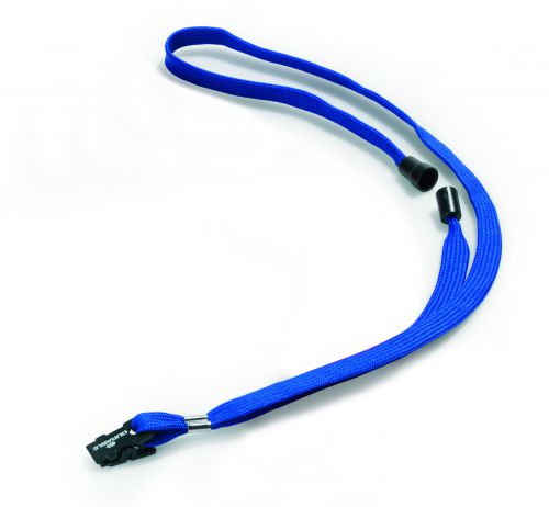 Durable Textile Lanyard Blue 10mm with Safety Release Pack of 10