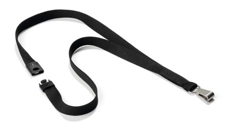 Durable Premium Textile Lanyard with Snap Hook Extra Wide 15mm x 440mm Includes Safety Release Black (Pack 10) - 812701
