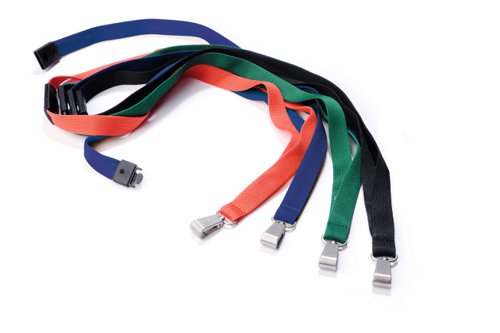 Durable Soft Textile Lanyard 15mmx440mm with 12mm Metal Snap Hook Black Ref 812701 [Pack 10]