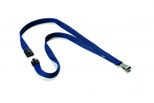 Durable Textile Lanyard for Name Badges 440mm Soft Midnight Blue (Pack 10) - 812728