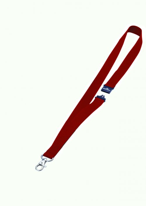 Durable Textile Name Badge Lanyards 20x440mm with Safety Closure Red Ref 813703 [Pack 10]